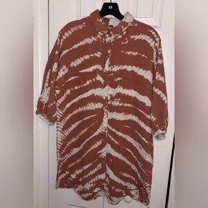 Young Fabulous & Broke Brown and White Button Down Shirt